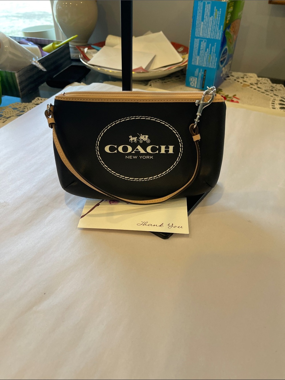 Coach Bags | Coach Horse And Carriage Leather Wristlet | Color: Black/Tan | - Picture 1 of 5